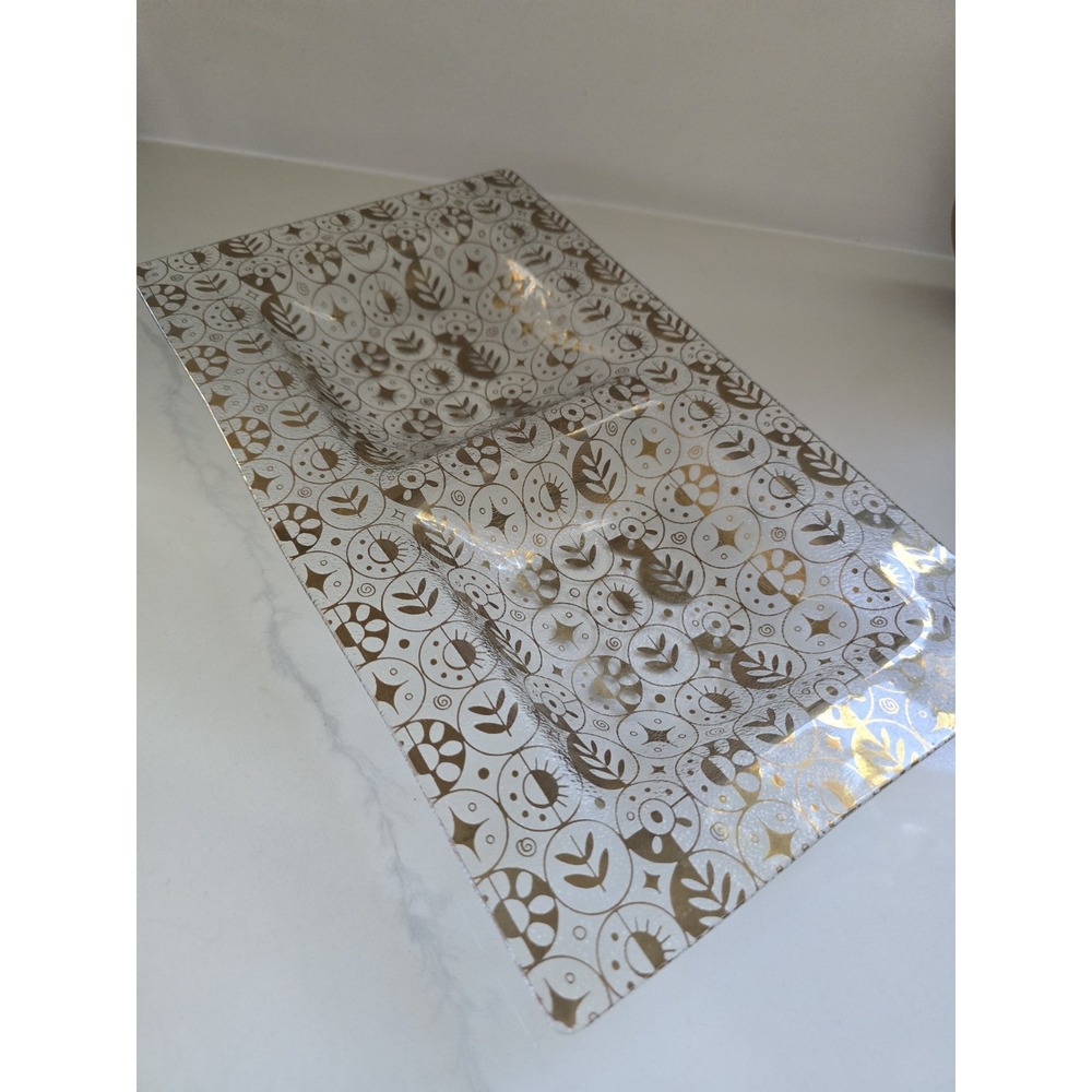 MCM Vintage Georges Briard Forbidden‎ Fruit Divided Double Well Glass Platter
